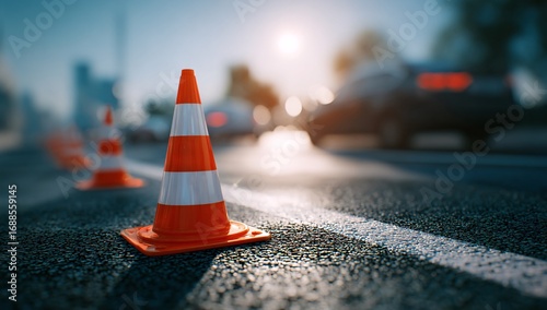 Orange and White Traffic Cones for Construction and Safety