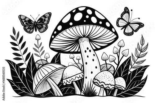 butterfly and flowers