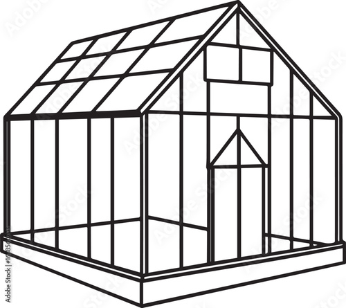 greenhouse outline vector illustration line art