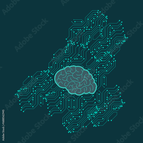 Abstract Digital Brain Circuitry Technology Background