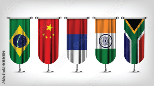 Illustration Vector Featuring Russia, Brazil, India, Brazil and South Africa Identities
