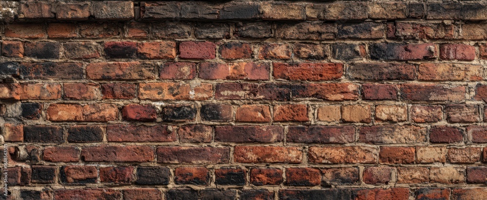 The rustic brick wall showcasing weathered textures and warm colors.