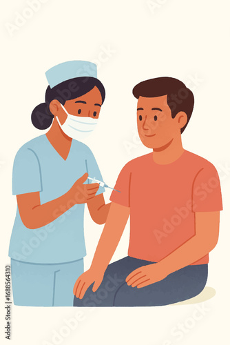 Nurse Giving Injection to Patient at Medical Clinic