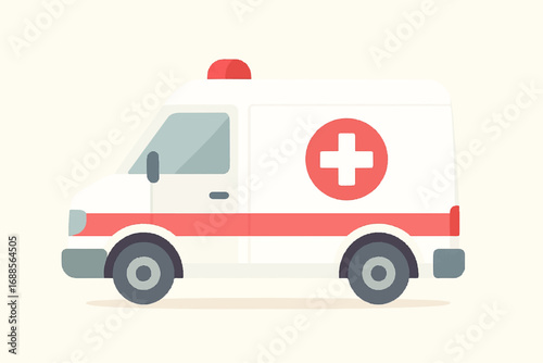 Flat Design Ambulance Emergency Vehicle