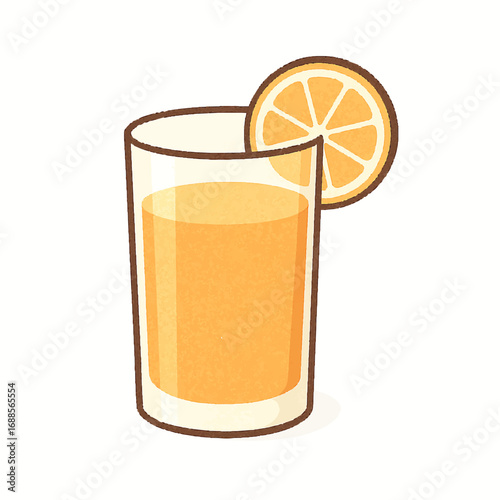Fresh Orange Juice with Citrus Slice Cartoon Doodle