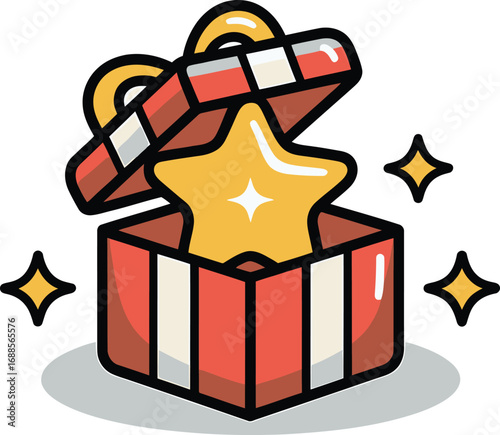 Unveiling the Surprise A Golden Star Gift Box Illustration