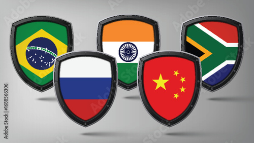 Illustration Vector Featuring Russia, Brazil, India, Brazil and South Africa Identities