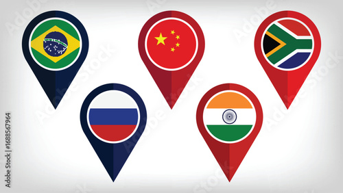 Illustration Vector Featuring Russia, Brazil, India, Brazil and South Africa Identities