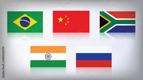 Illustration Vector Featuring Russia, Brazil, India, Brazil and South Africa Identities