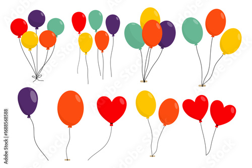 Balloon Clipart Set with Colorful Party Decorations
