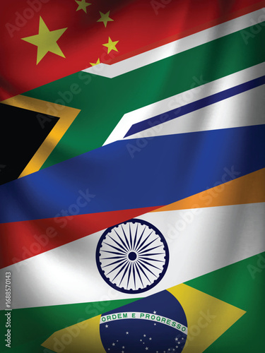 Illustration Vector Featuring Russia, Brazil, India, Brazil and South Africa Identities