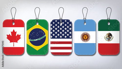 Illustration Vector Featuring USA, Canada, Mexico, Brazil and Argentina Identities