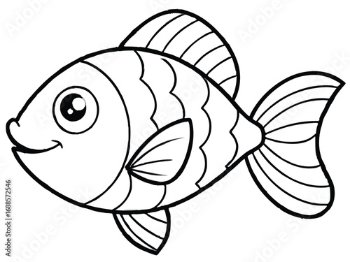 Cute cartoon fish coloring page.