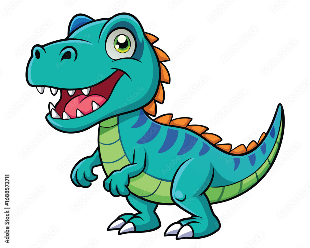 Fototapeta premium Cute Cartoon Tyrannosaurus Rex, Perfect for Kids' Products