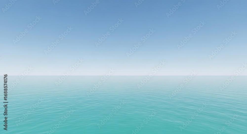 Obraz premium Tranquil turquoise ocean meeting a soft blue sky at the horizon