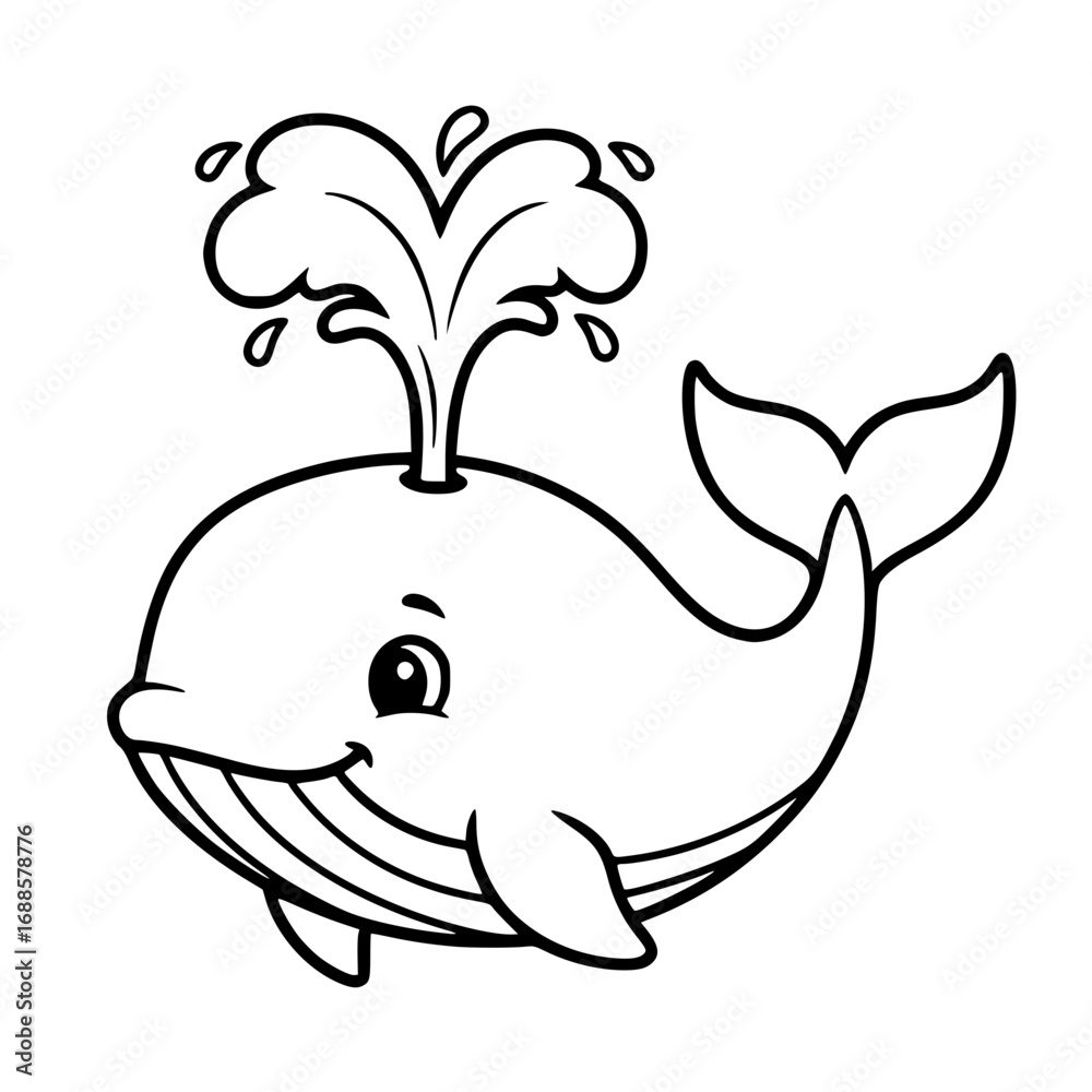 Fototapeta premium Whale Splashing Water Outline 