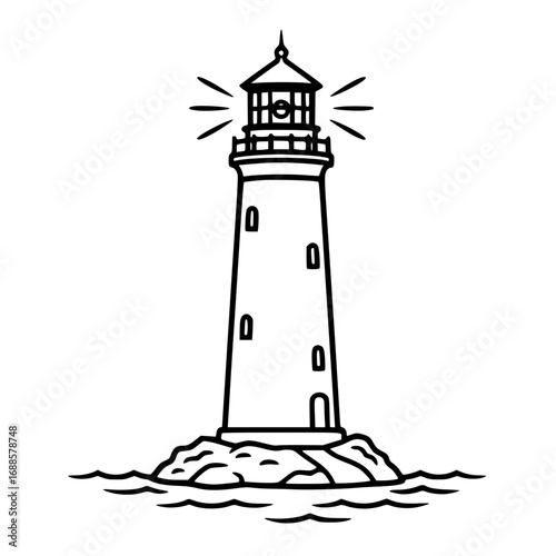 Lighthouse Tower By The Sea Outline
