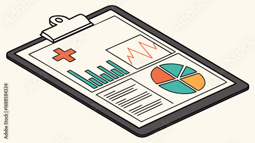 Medical Clipboard with Chart and Health Cross Illustration