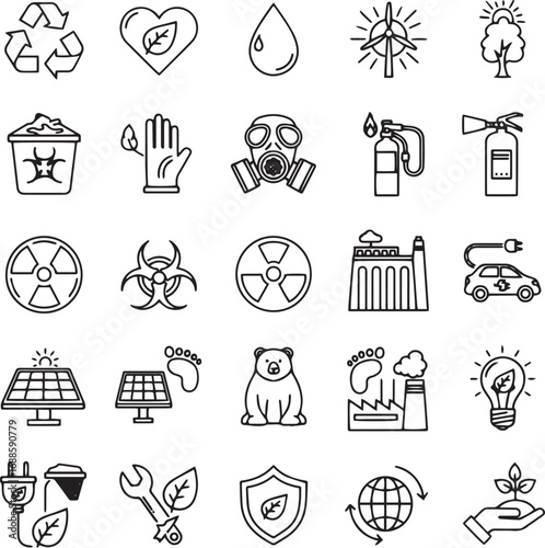 Environmental and Eco-Friendly Line Icons
