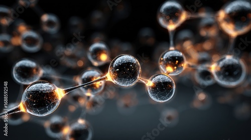 glowing molecule atoms network science