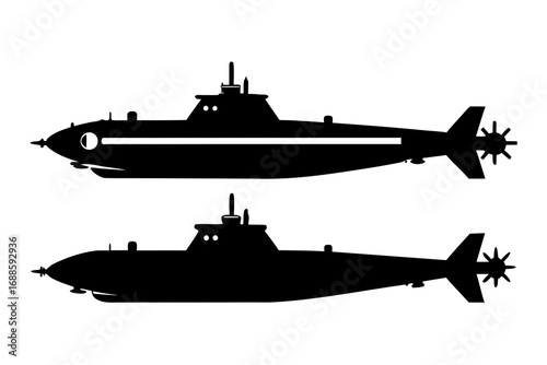 Submarine underwater silhouette vector