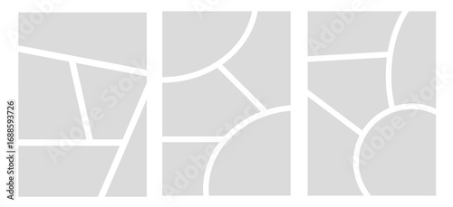 Collage grid manga book template. Comic strip background frame vector set isolated on transparent background