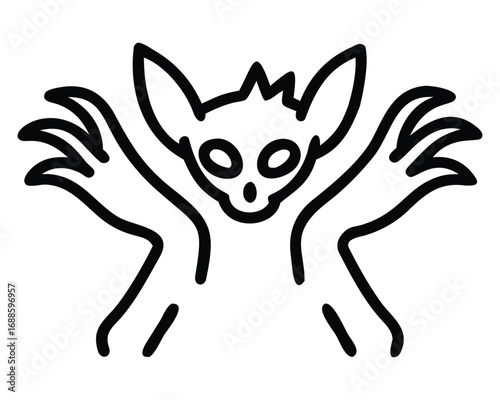 A cute black cartoon kitten icon with a funny white head and furry feline ears is an isolated vector illustration of a wild animal pet silhouette

What aspect of the image's description are you most i