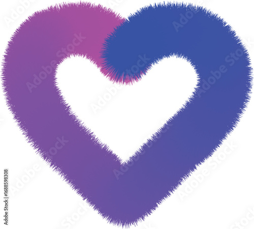 3d red far heart of pink and blue color