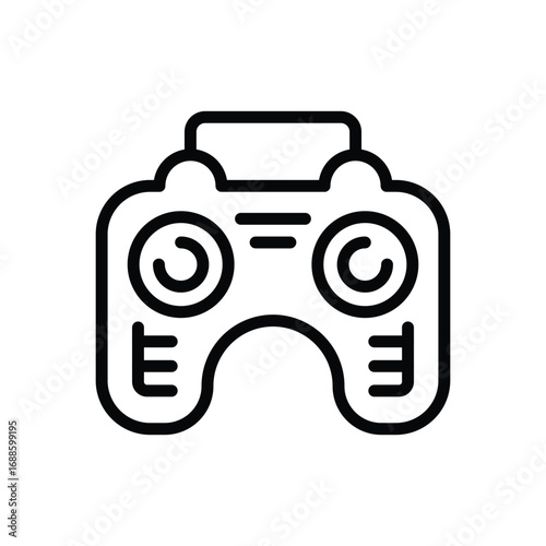 A black outline drawing of a drone remote controller. Editable stroke. Vector icon illustration