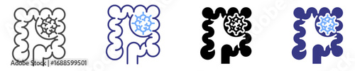 colorectal cancer icon set multiple style