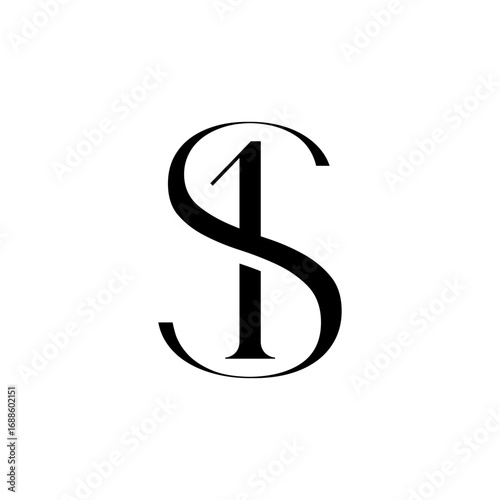 Elegant monogram logo with letter S and number 1 in stylish black design, perfect for modern branding identity