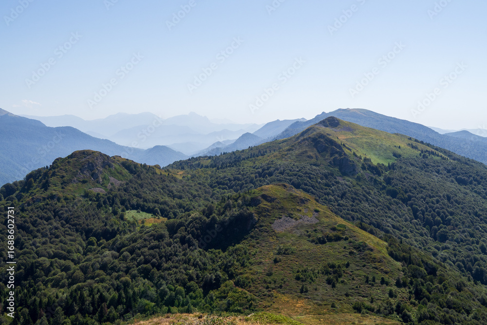 Fototapeta premium Seven-headed mountain range, Tuapse region, Russia. 