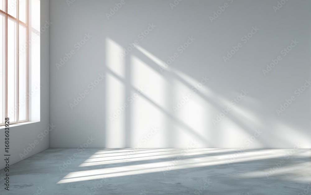 Obraz premium Empty room with large window, light and shadows