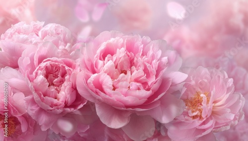 Delicate pink peonies in soft focus