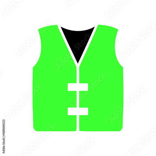 Bright green life vest isolated on transparent background