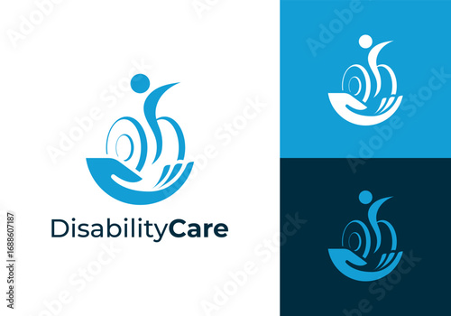 Disability Care logo. Disability with Hand elements logo design