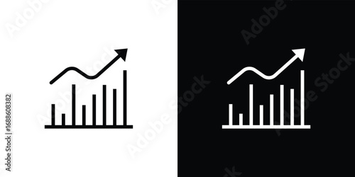 Duo tone hand drawn growth chart icon with upward trend