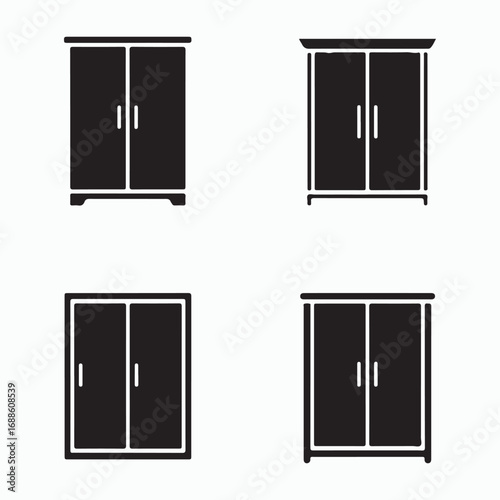 Wardrobe sliding door solid icons collection