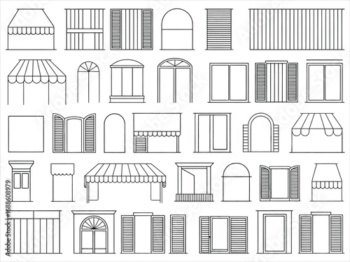 Various architectural elements windows doors