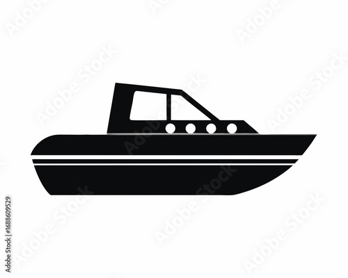 speed boat icon silhouette illustration isolated on white background