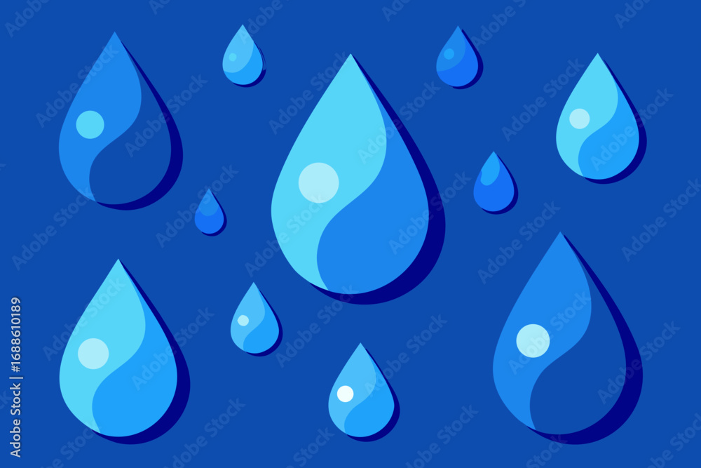 Abstract blue water droplets vector illustration scalable minimalist design modern art Abstract blue water droplets vector illustration scalable minimalist design modern art