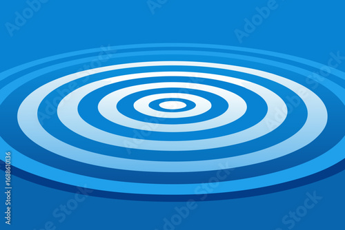 Abstract rippling concentric circles in cool blue tones vector illustration