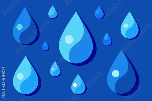 Abstract blue water droplets vector illustration scalable minimalist design modern art