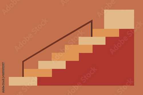 Minimalist vector illustration of a staircase with a railing abstract urban design