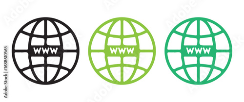 Vector Illustrations of Earth Globes for Worldwide Communication and Global Data Sharing