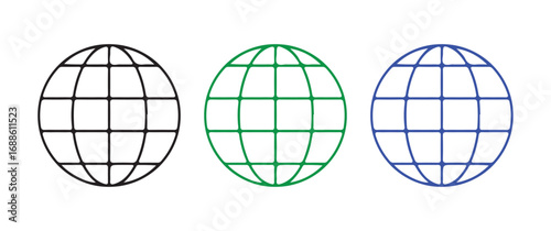 International Globe Icons for Use in Technology, Business, and Global Networking Projects