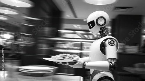 Robot serving food in cafe. (8)