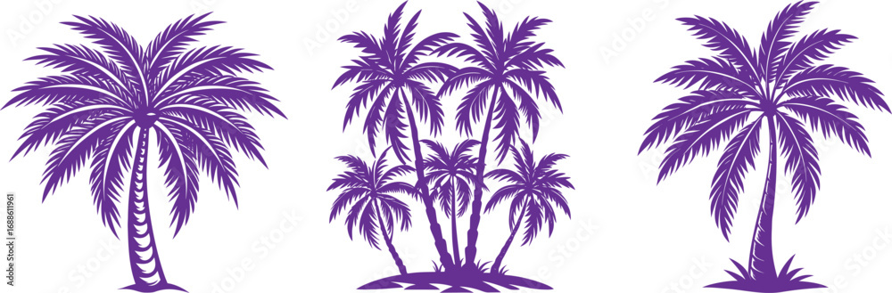 Obraz premium A stunning tropical beach sunset vector illustration with a palm tree silhouette
