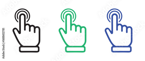Flat style cursor hand icons representing computer click actions