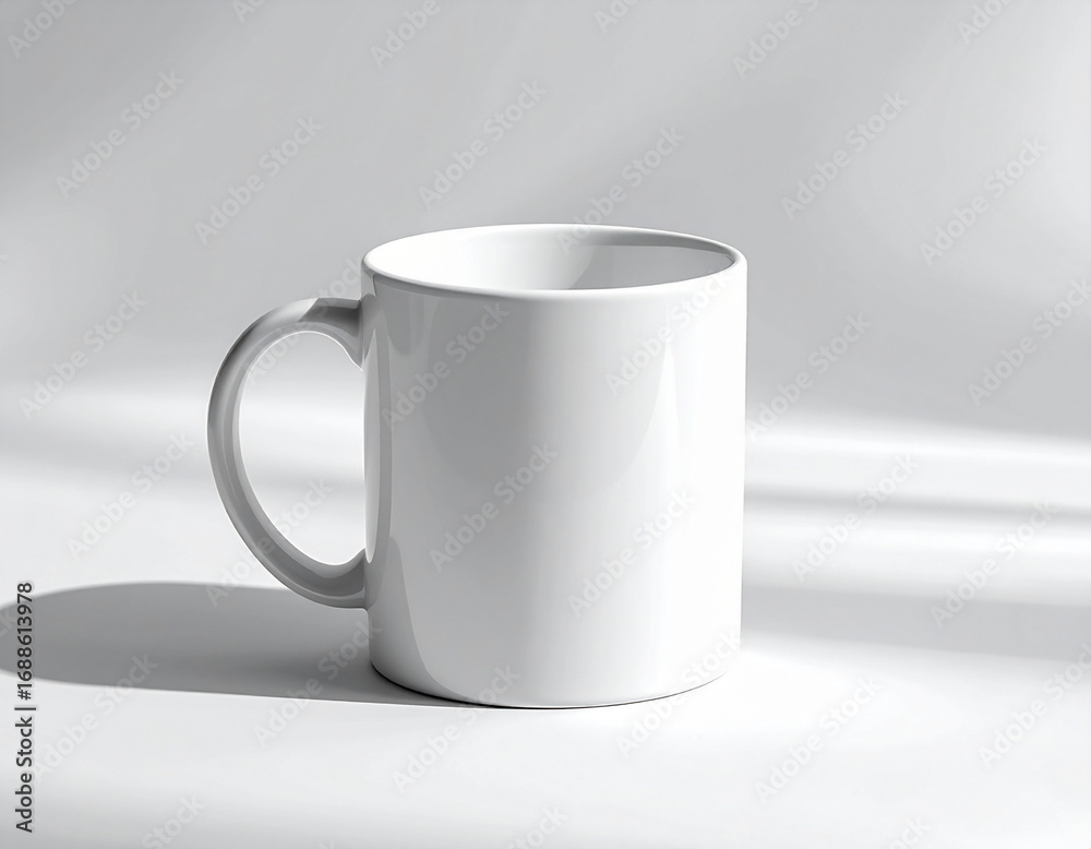 Obraz premium White ceramic mug isolated on white with soft shadow